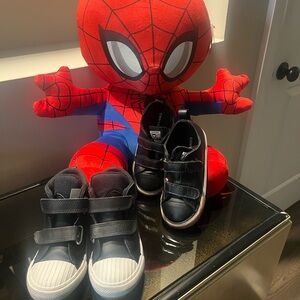 Kids Black Velcro Converse Sneakers